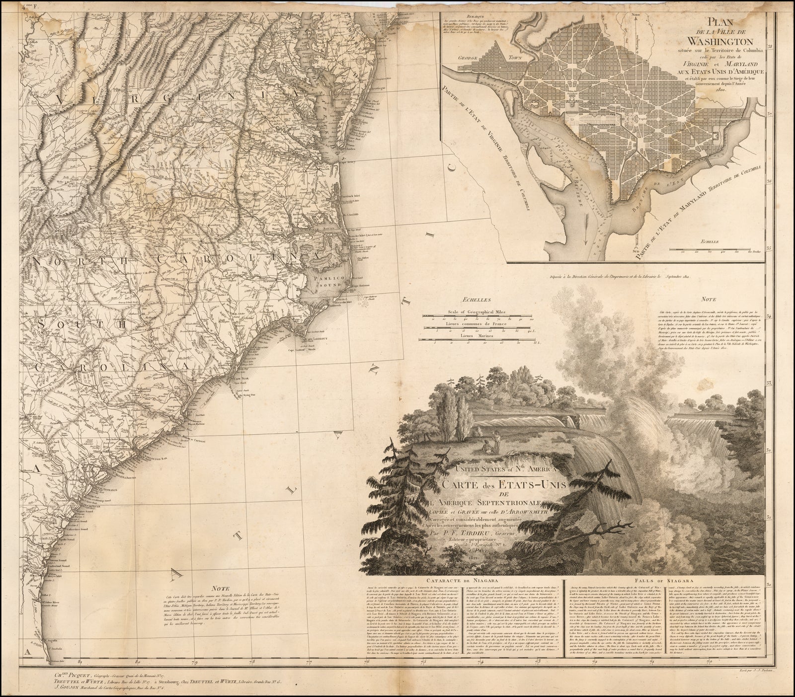 1812 "United States of Nth America - Carte des Etats - Unis De L'Amerique Septentrionale" by Tardieu- The Great Republic