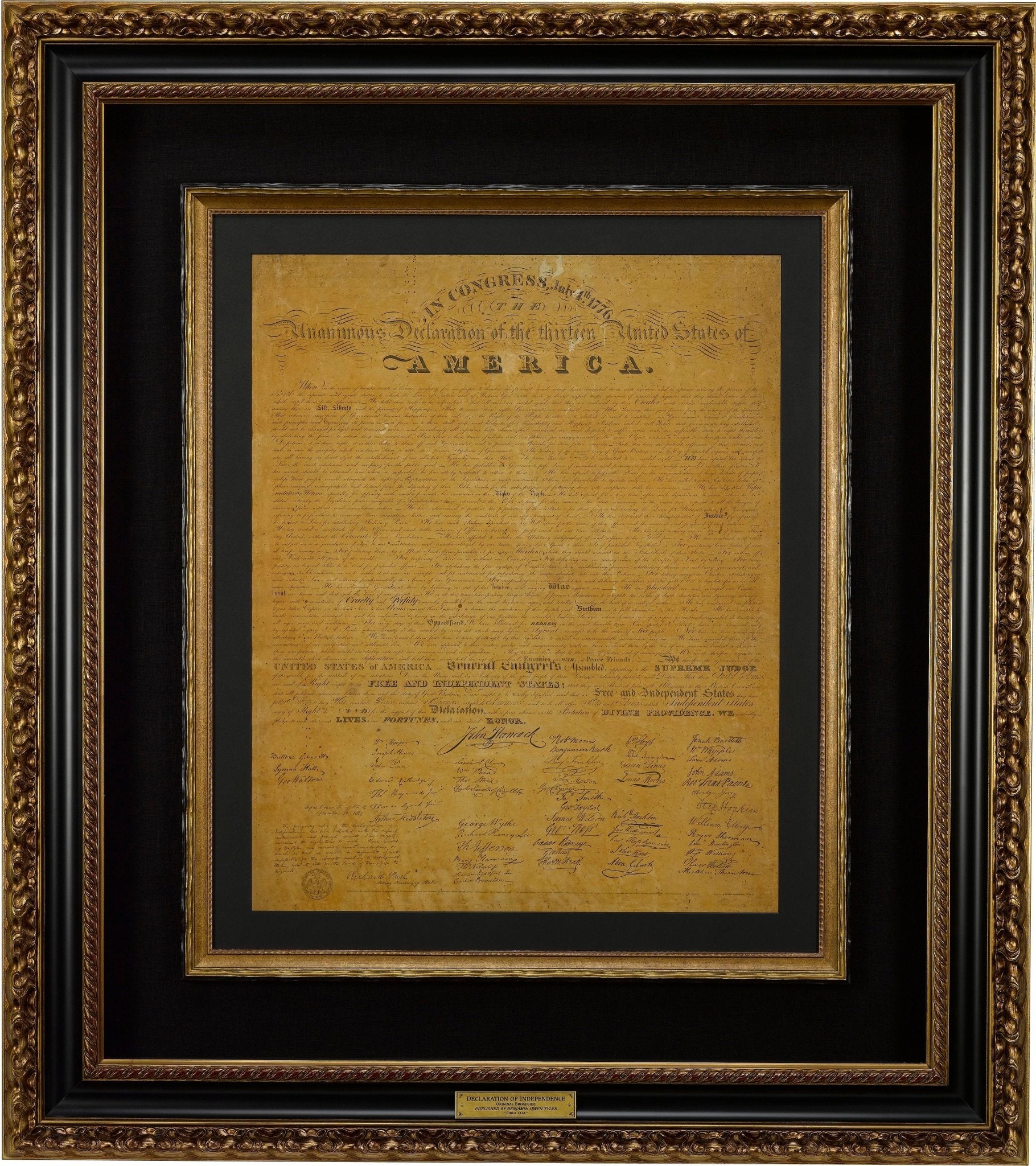 1818 Declaration of Independence Broadside Engraved by Benjamin Owen Tyler - The Great Republic