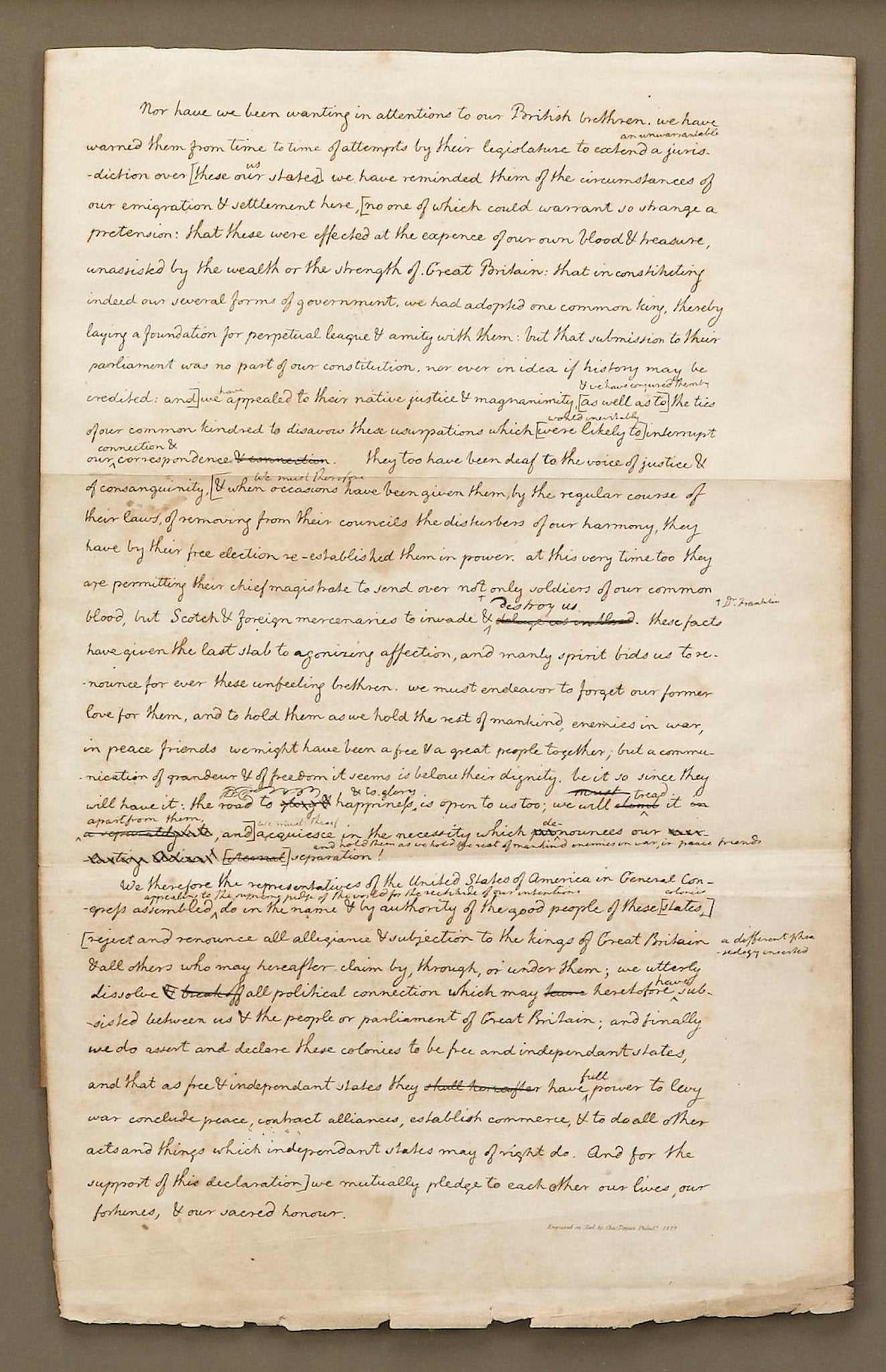 1829 "Declaration of Independence" Draft, Engraved by Charles Toppan - The Great Republic