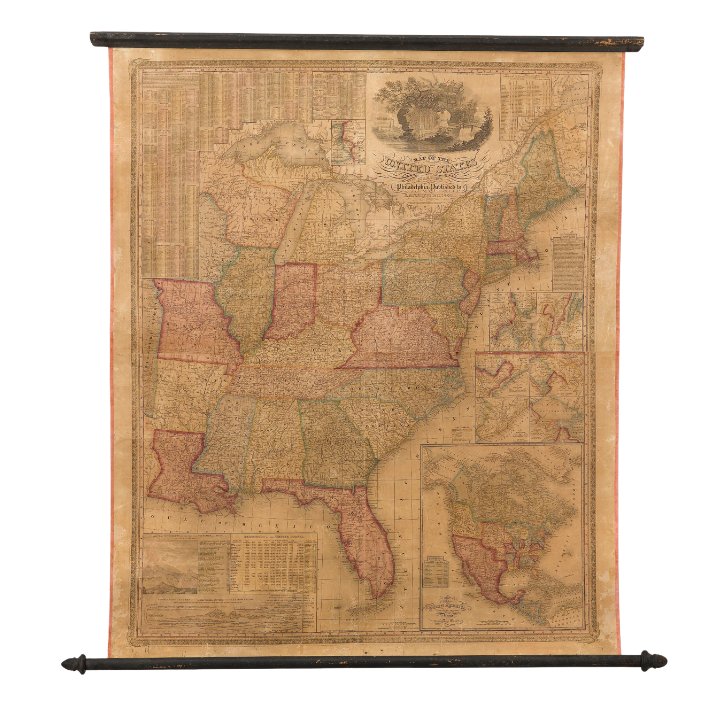 1842 Wall Map of United States, Engraved by J. H. Young, Published by S. A. Mitchell - The Great Republic