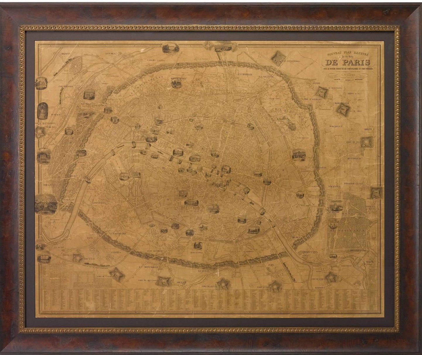 1845 Nouveau Plan Illustre de la Ville de Paris by A. Vuillemin - The Great Republic