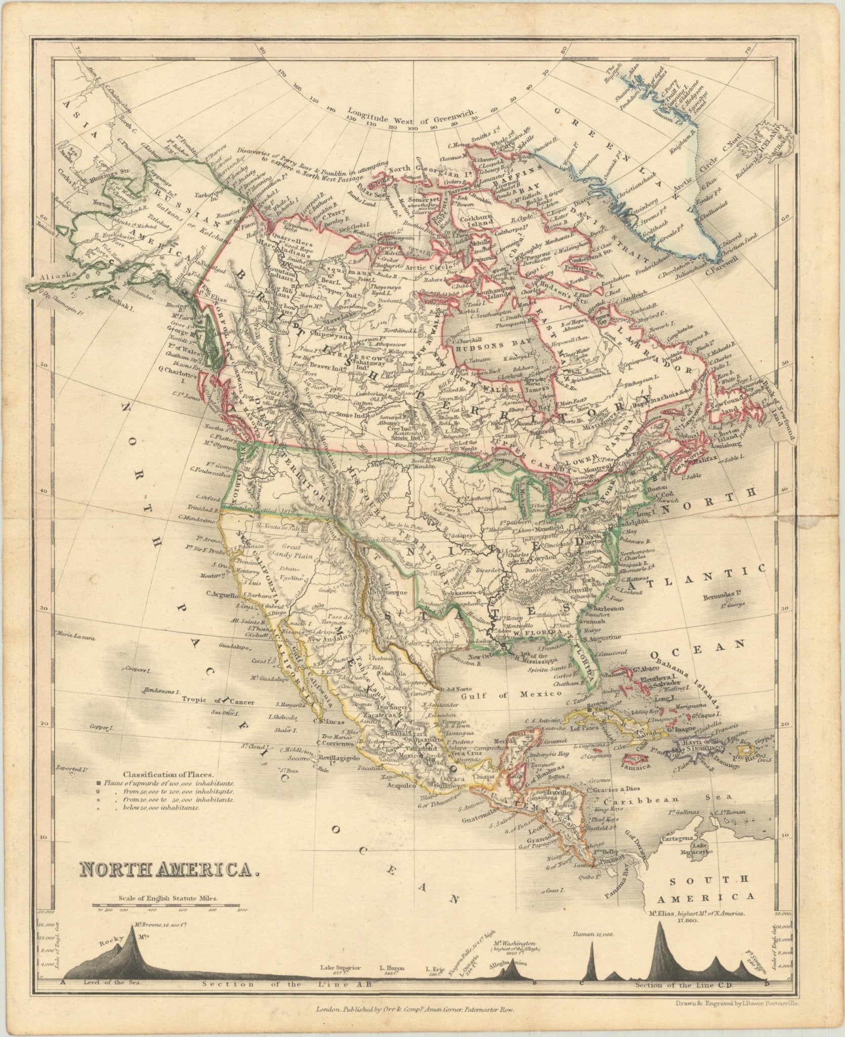 1846 "North America" Map, Engraved by I. Dower - The Great Republic