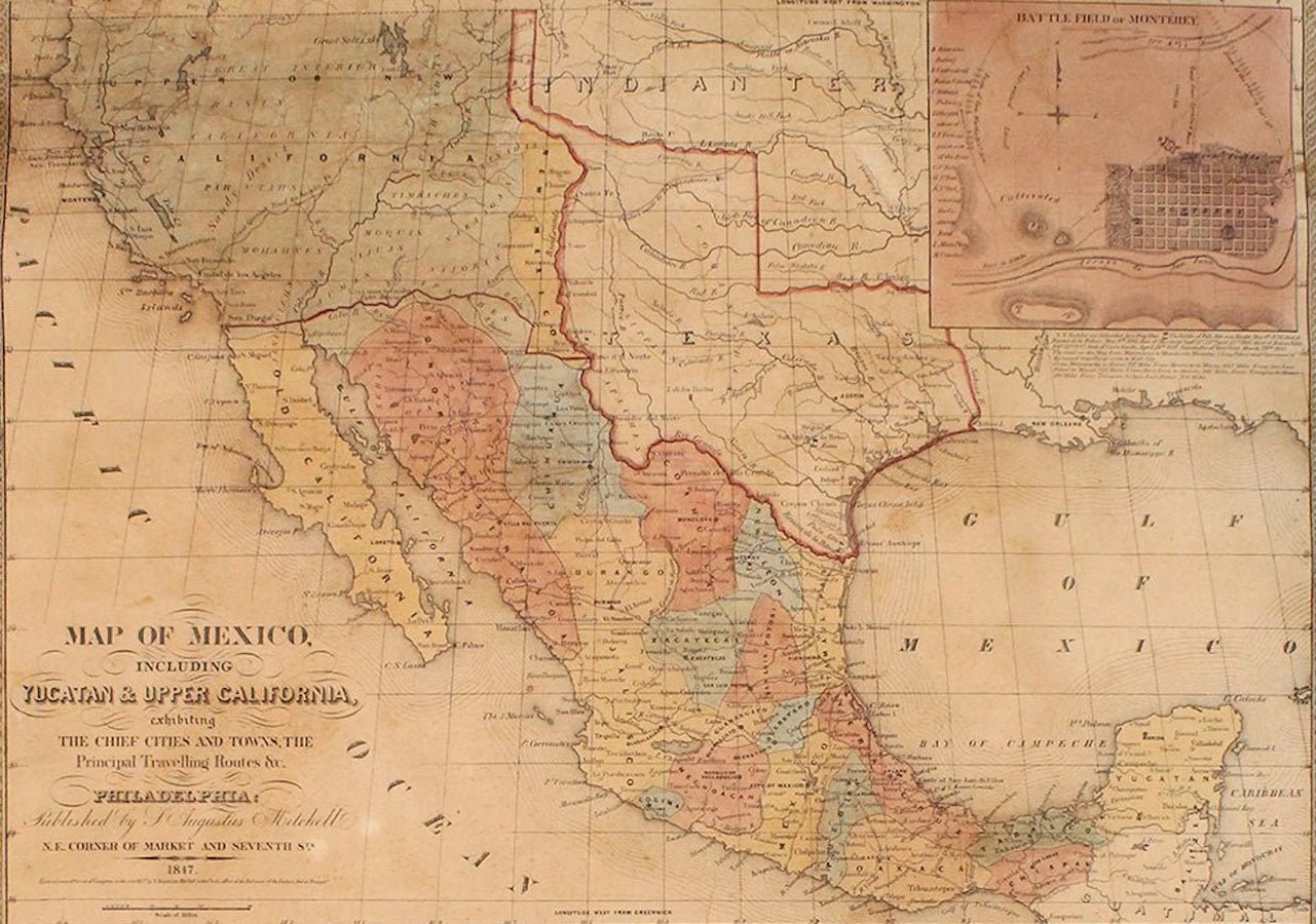 1847 "Map of Mexico, Including Yucatan & Upper California..." by Samuel Augustus Mitchell - The Great Republic