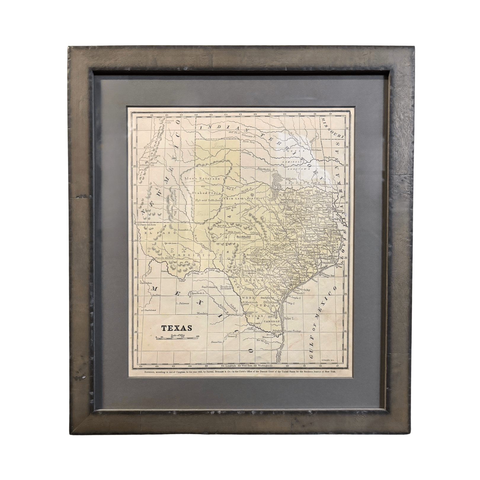 1853 "Texas" Map by Daniel Burgess - The Great Republic