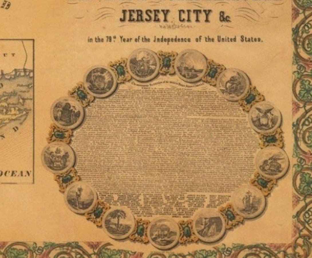 1855 New - York City & County Map with Vicinity entire Brooklyn Williamsburgh Jersey City & c. by Charles Magnus - The Great Republic