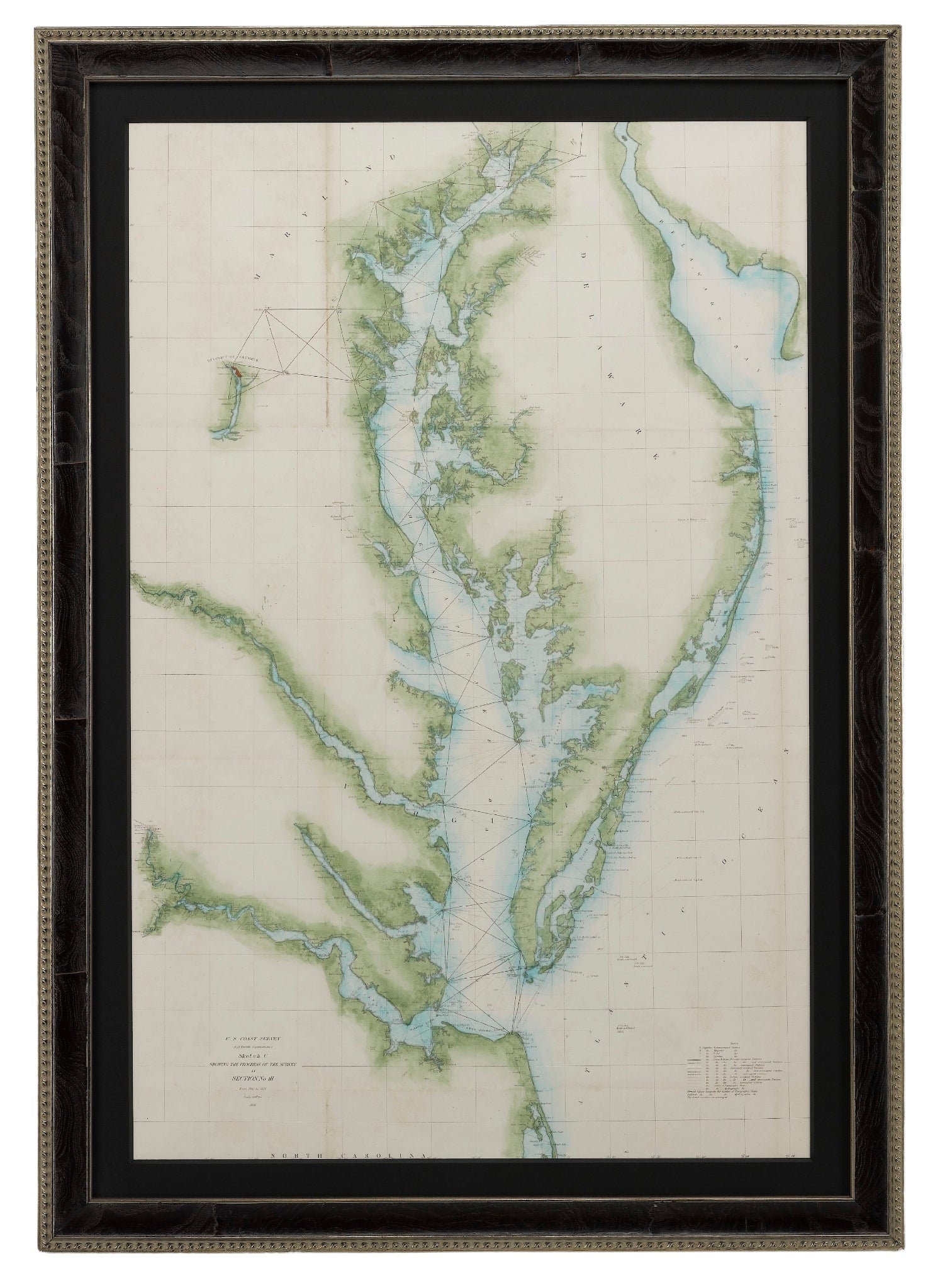 1856 "U.S. Coast Survey Map of Chesapeake Bay and Delaware Bay" by A. D. Bache. - The Great Republic
