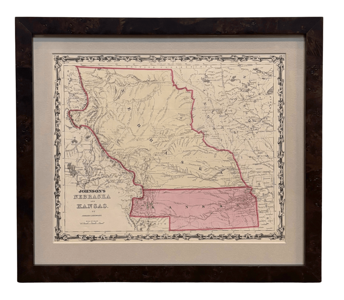 1860 "Johnson's Nebraska and Kansas" Map by Johnson & Browning - The Great Republic