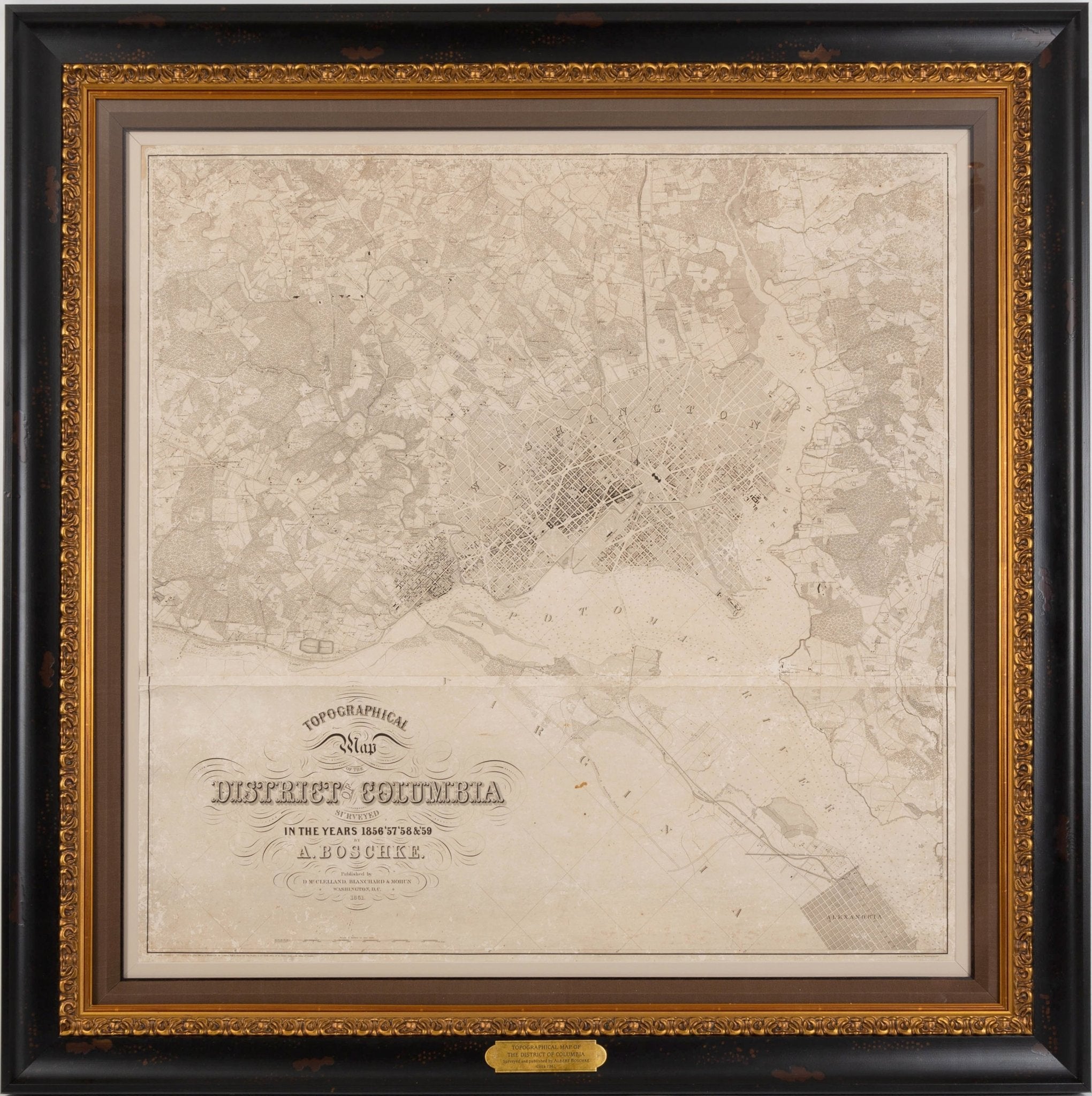 1861 "Topographical Map of the District of Columbia Surveyed in the Years 1856-59" by Albert Boschke - The Great Republic