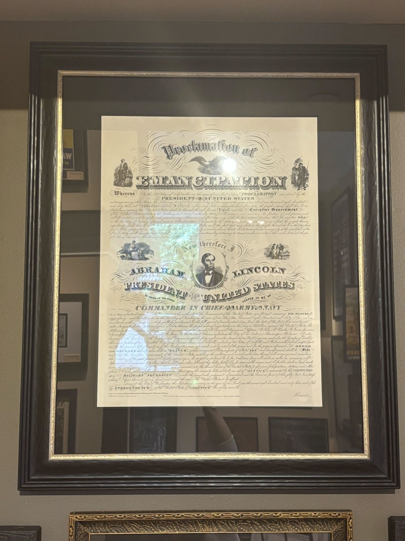 1864 Engraving of President Lincoln's "Proclamation of Emancipation" by Charles Shober, Second Issue - The Great Republic