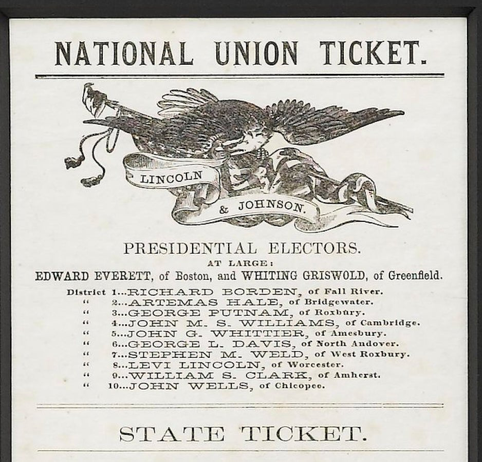1864 Lincoln & Johnson Boston Union Presidential Ticket - The Great Republic