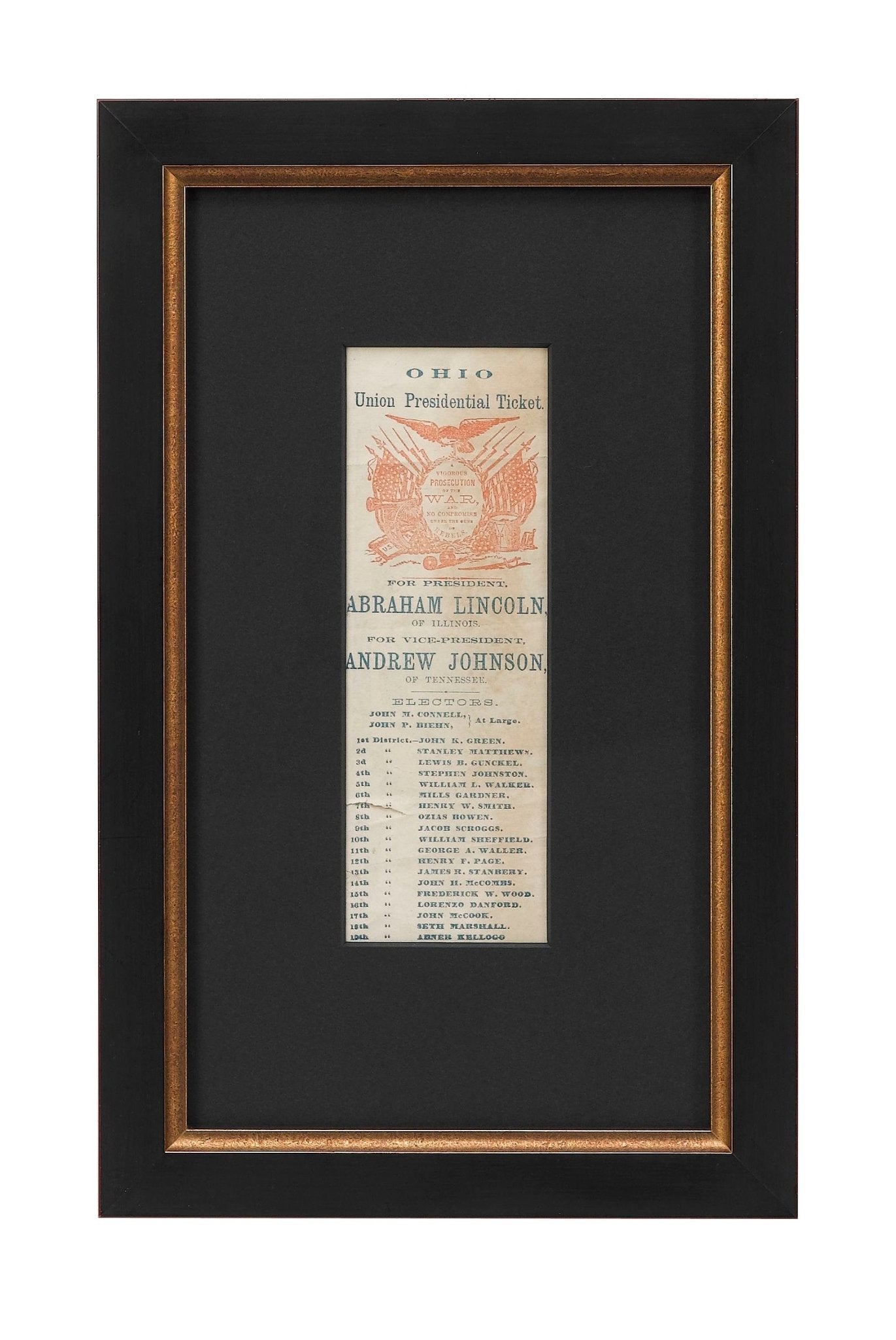 1864 Lincoln & Johnson Ohio Union Presidential Ticket - The Great Republic