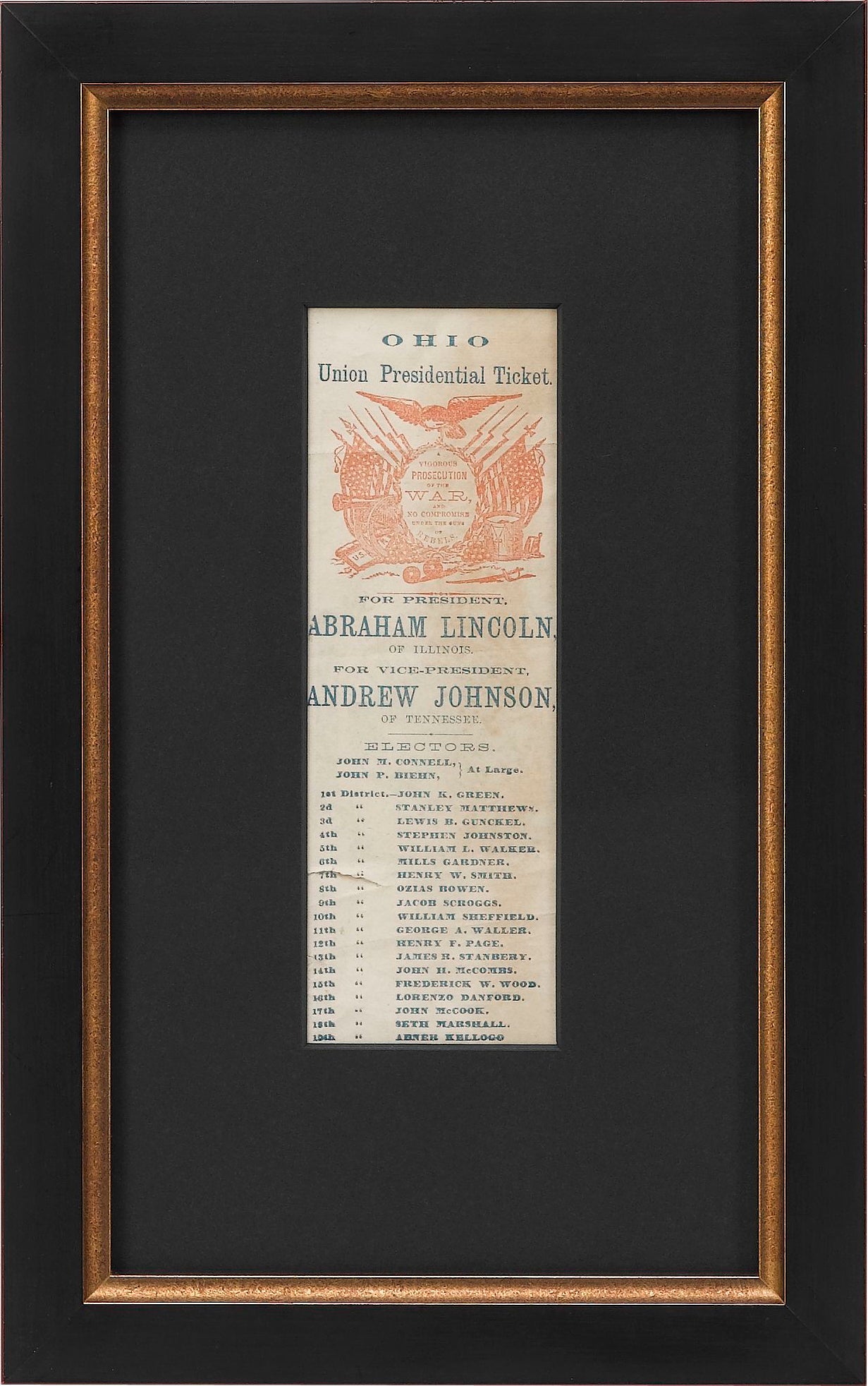 1864 Lincoln & Johnson Ohio Union Presidential Ticket - The Great Republic