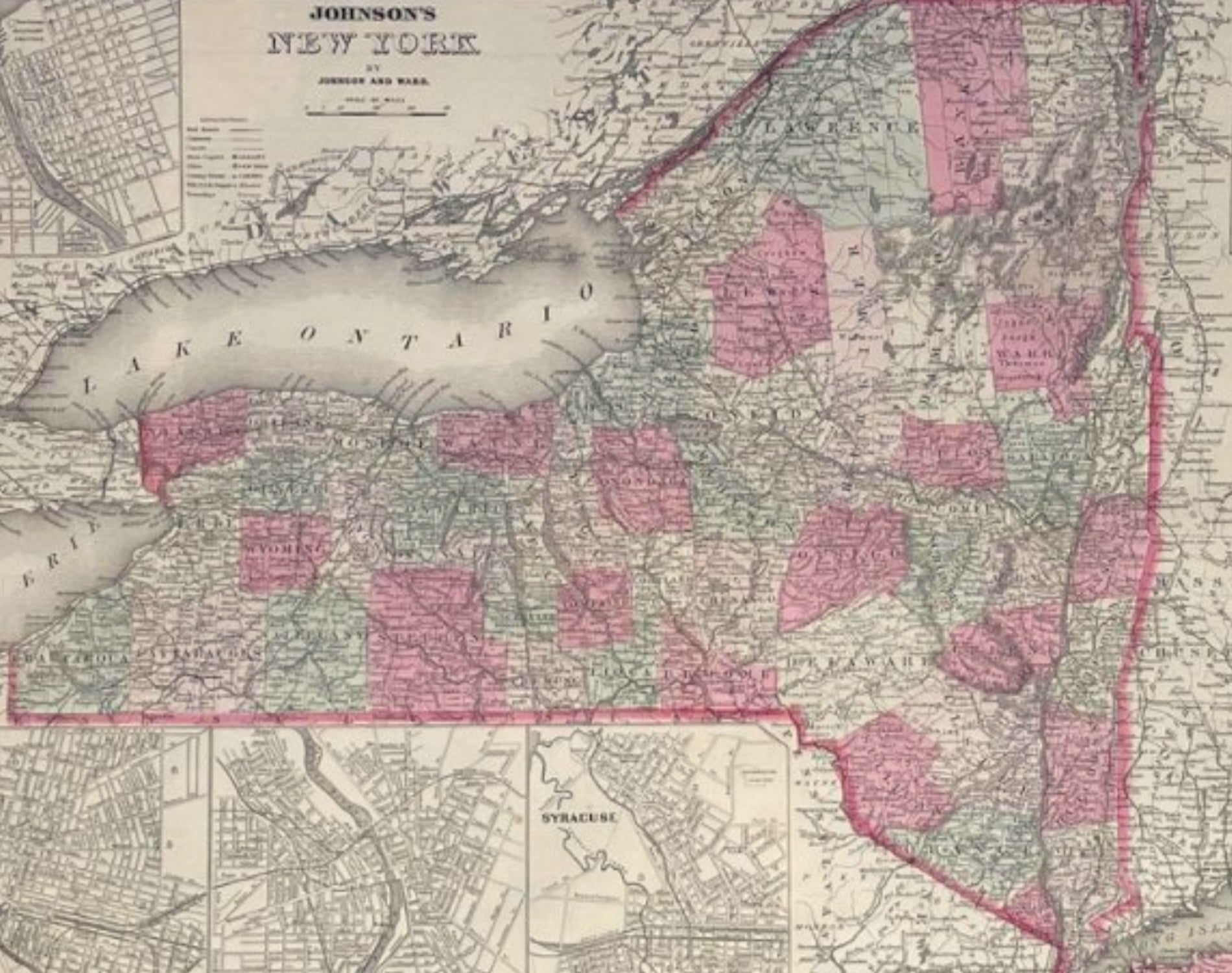 1865 "Johnson's New York" Map by Johnson and Ward - The Great Republic