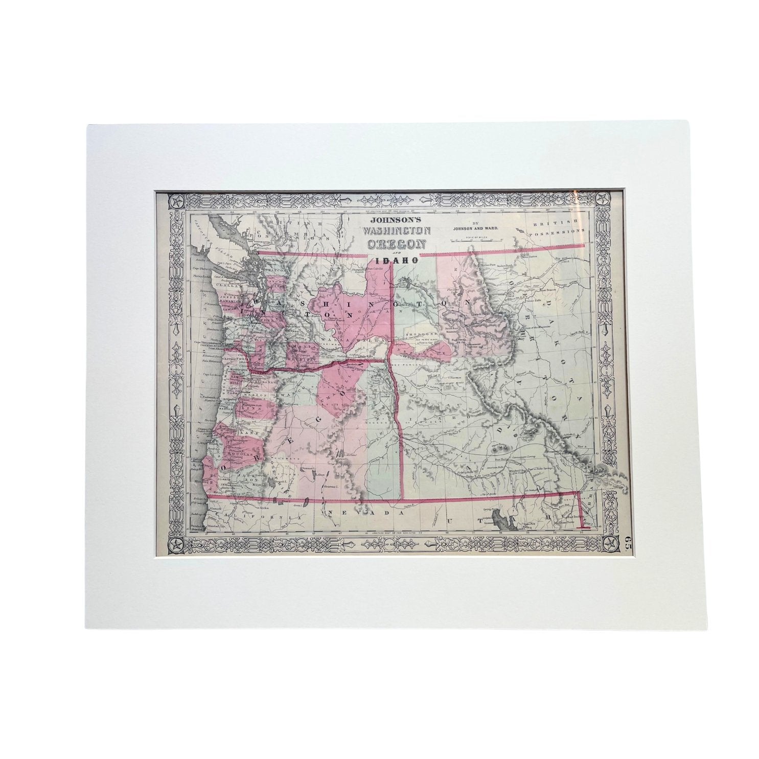 1865 "Johnson's Washington, Oregon and Idaho" Map by Johnson and Ward - The Great Republic
