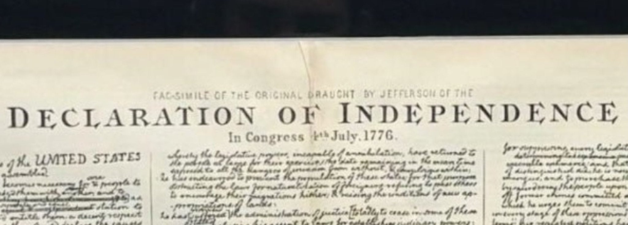 1866 "Fac - simile of the Original Draught By Jefferson of the Declaration of Independence" Engraving, Published by McDonnell Bros. - The Great Republic