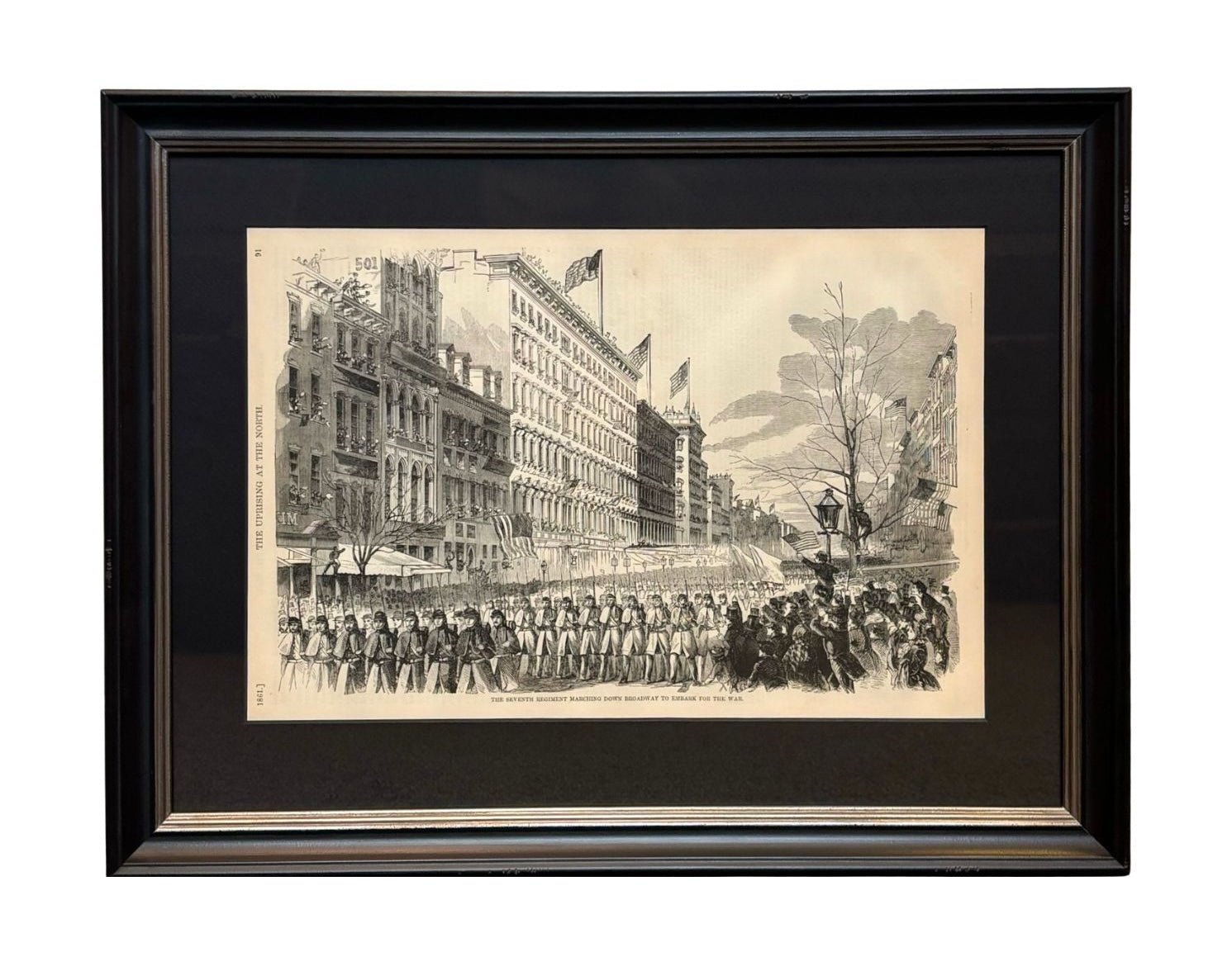 1866 "The Seventh Regiment Marching Down Broadway to Embark the War." Published by McDonnell Bros. - The Great Republic