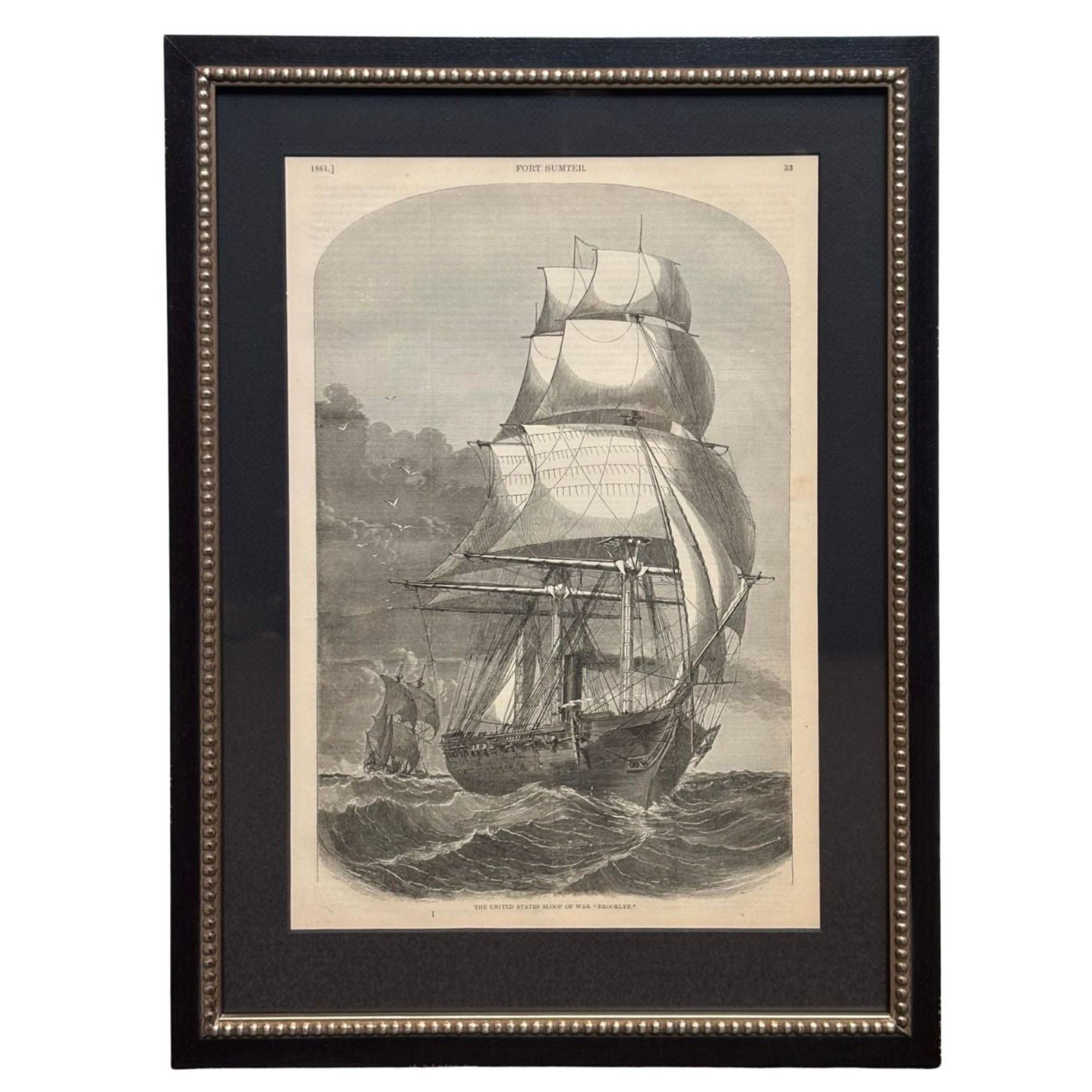 1866 "The United States Sloop of War 'Brooklyn.'" Wood Engraving, Published by McDonnell Bros. - The Great Republic