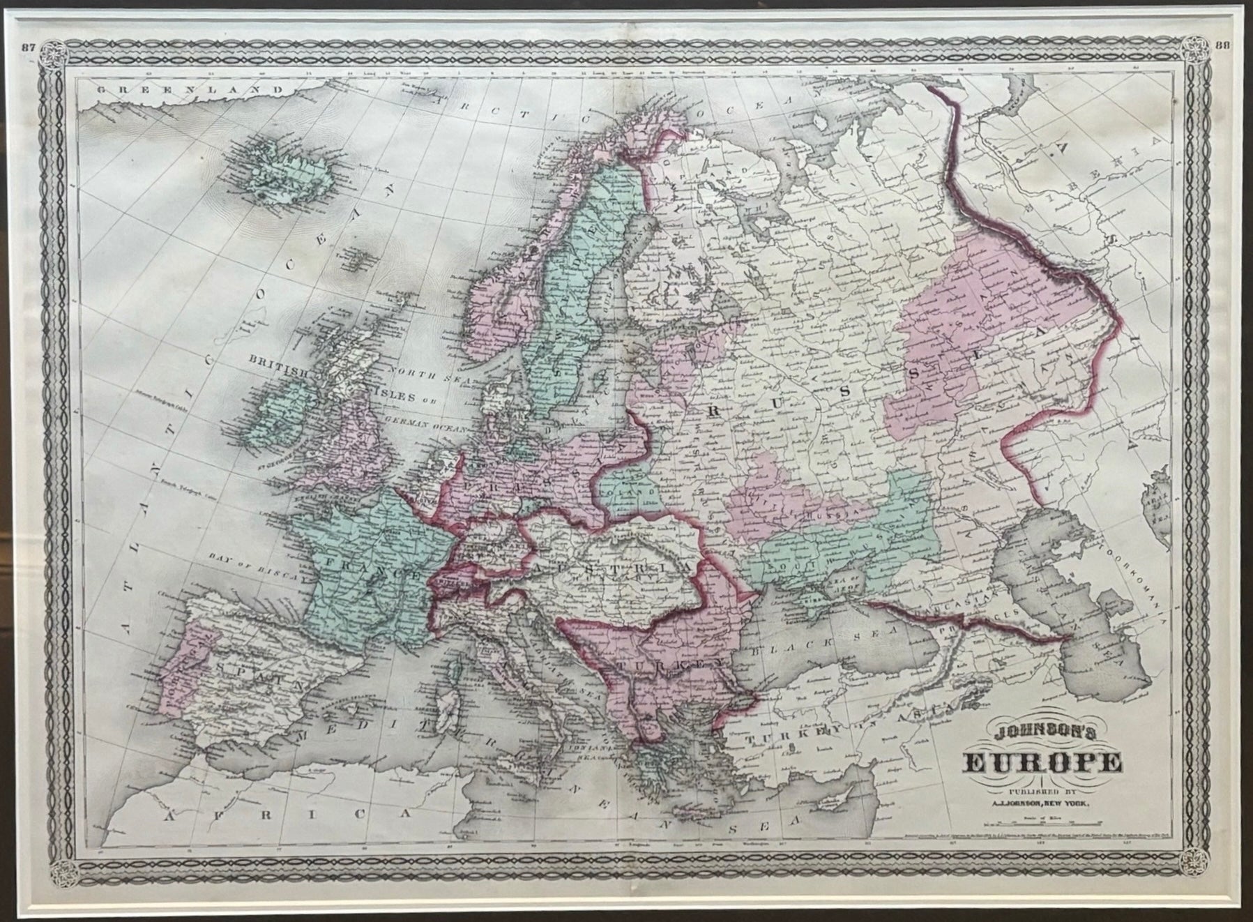 1870 "Johnson's Europe" Map Published by A. J. Johnson - The Great Republic