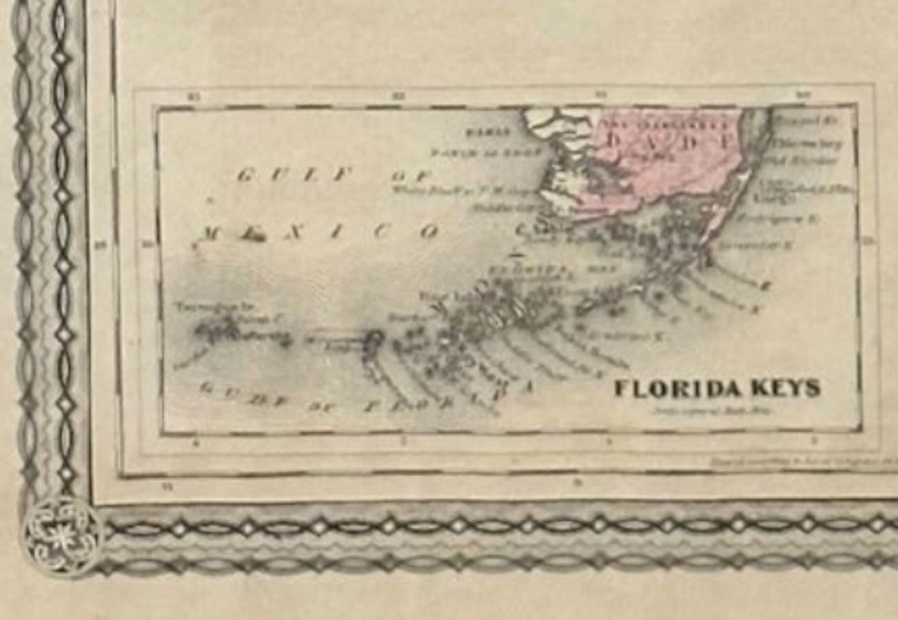 1870 "Johnson's Florida" Map Published by A. J. Johnson - The Great Republic