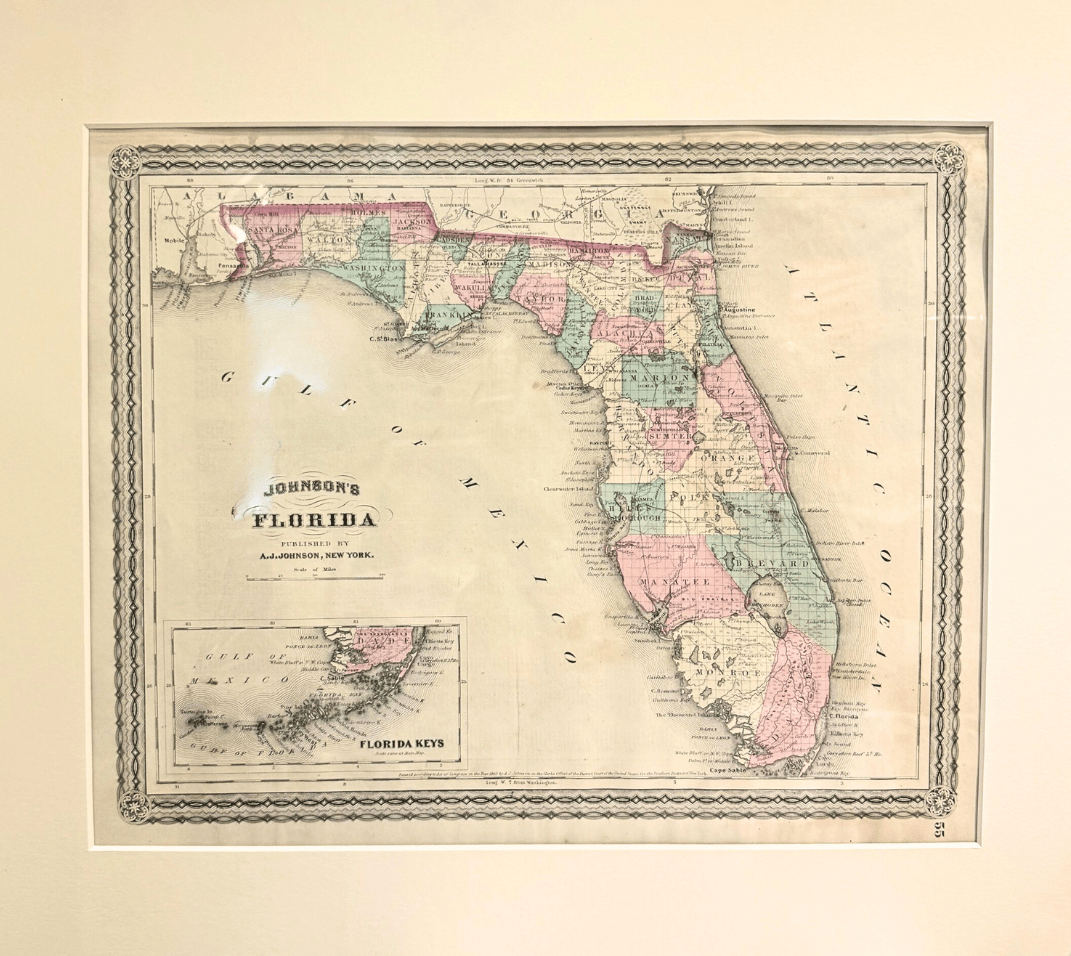 1870 "Johnson's Florida" Published by A. J. Johnson - The Great Republic