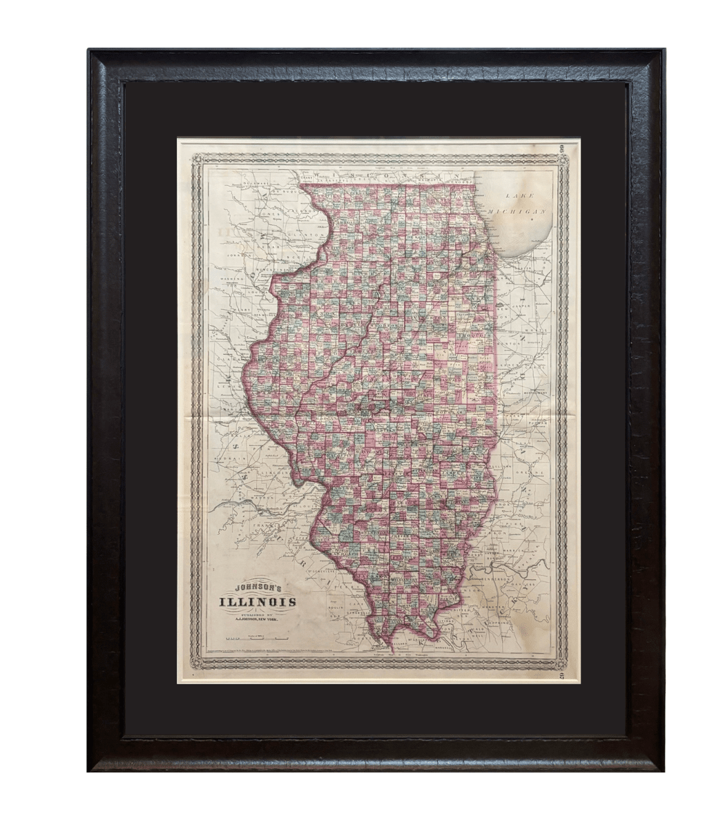 1870 "Johnson's Illinois" Map Published by A. J. Johnson - The Great Republic