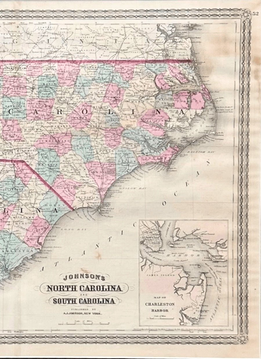 1870 "Johnson's North Carolina and South Carolina" Published by A. J. Johnson - The Great Republic