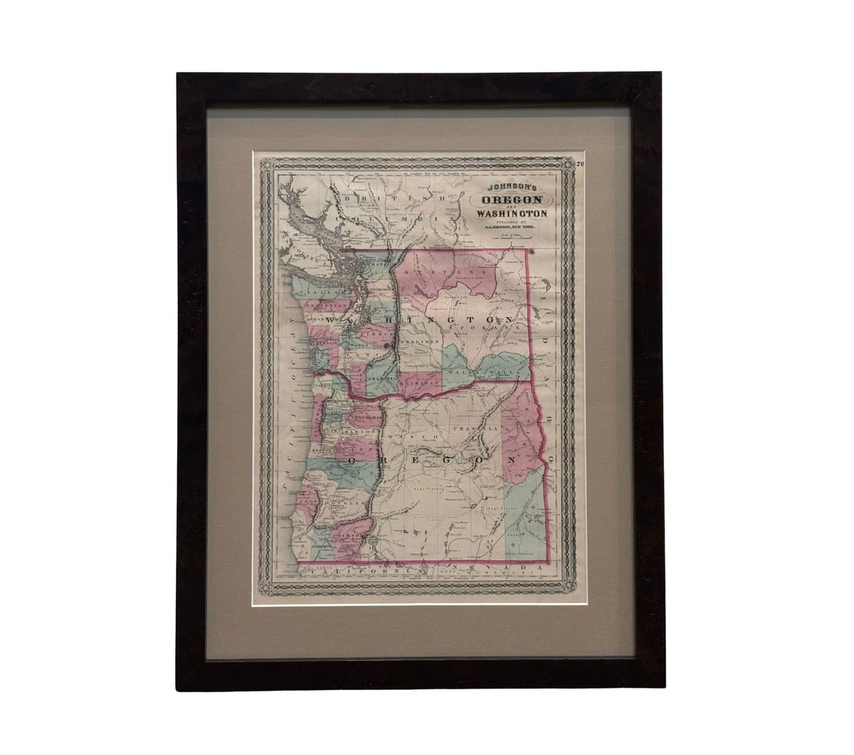1870 "Johnson's Oregon and Washington" Map, Published by A. J. Johnson - The Great Republic