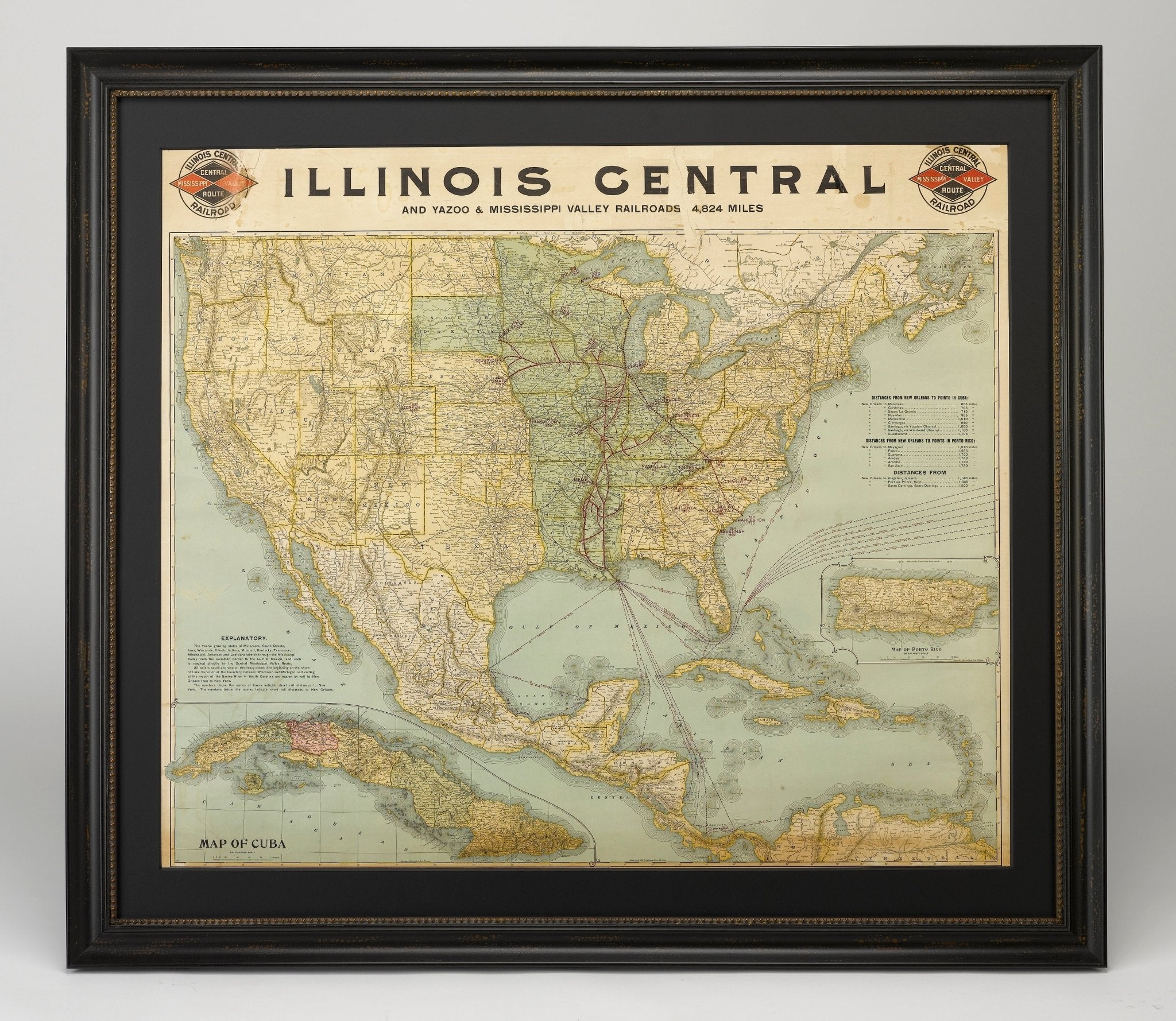 1899 Poole Brothers Railroad Map of the Illinois Central Railroad - The Great Republic