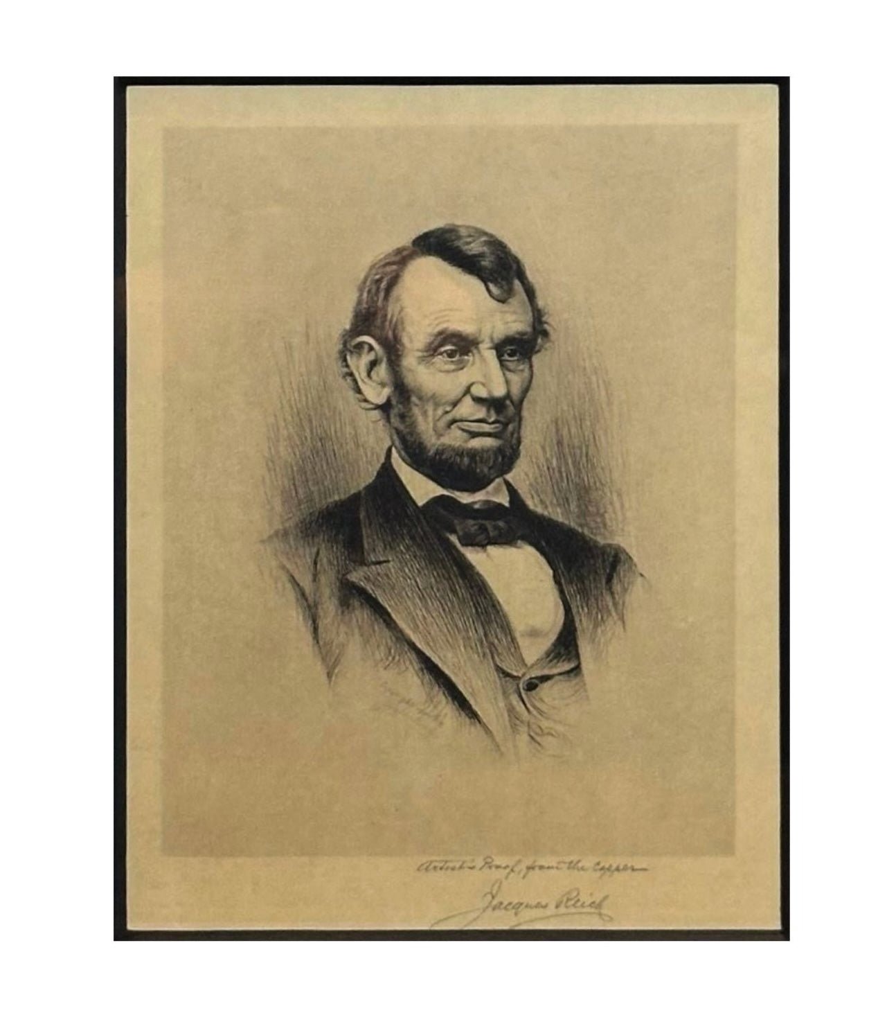 1901 Portrait of Abraham Lincoln by Jacques Reich, Signed Artists Proof - The Great Republic
