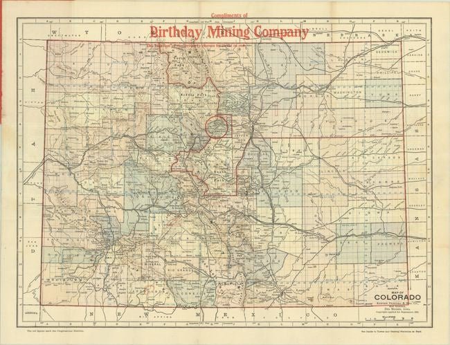 1902 "Map of Colorado" by The Kenyon Company - The Great Republic