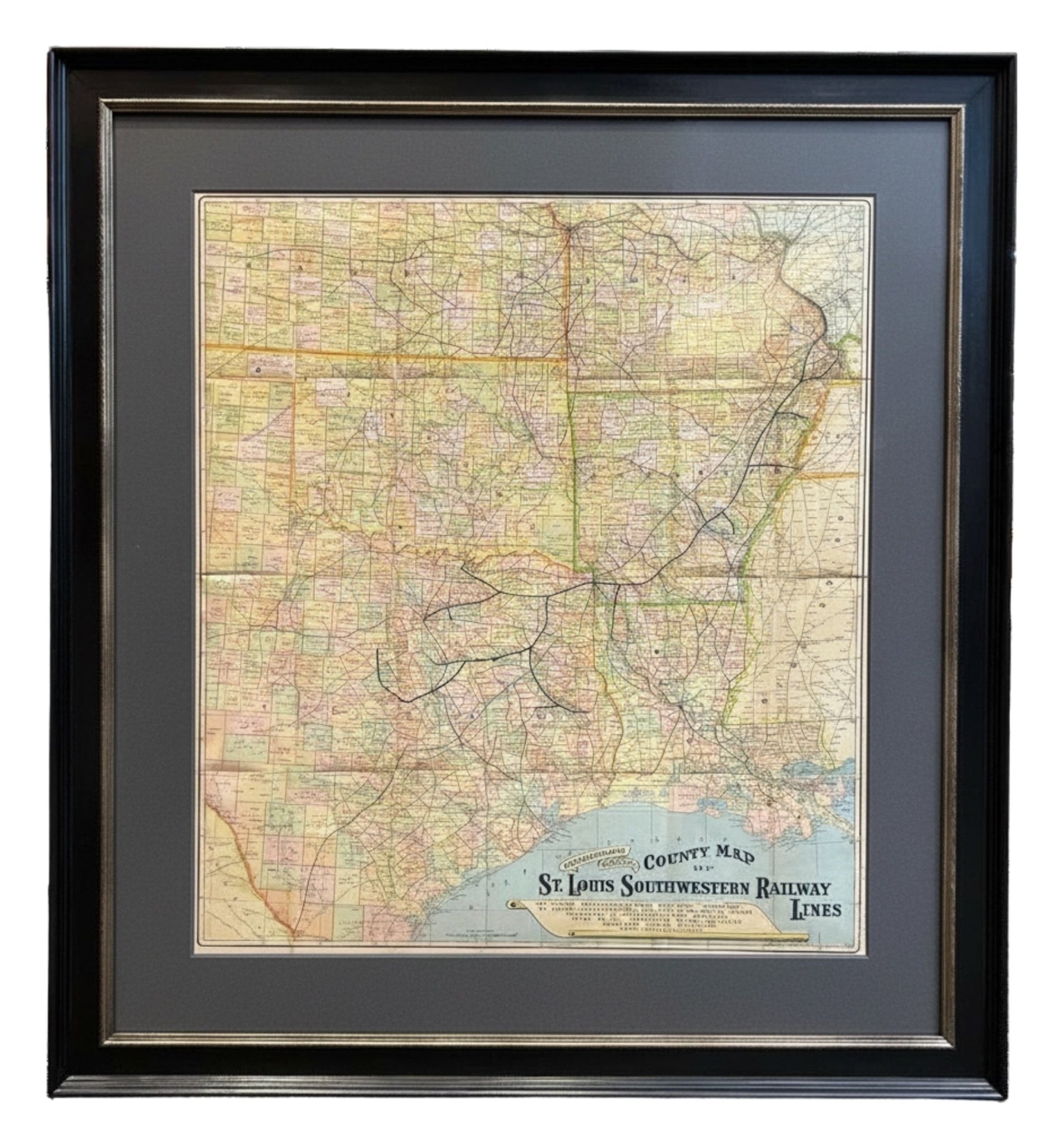 1909 "Geographically Correct County Map of St. Louis Southwestern Railway Lines" by Poole Bros. - The Great Republic