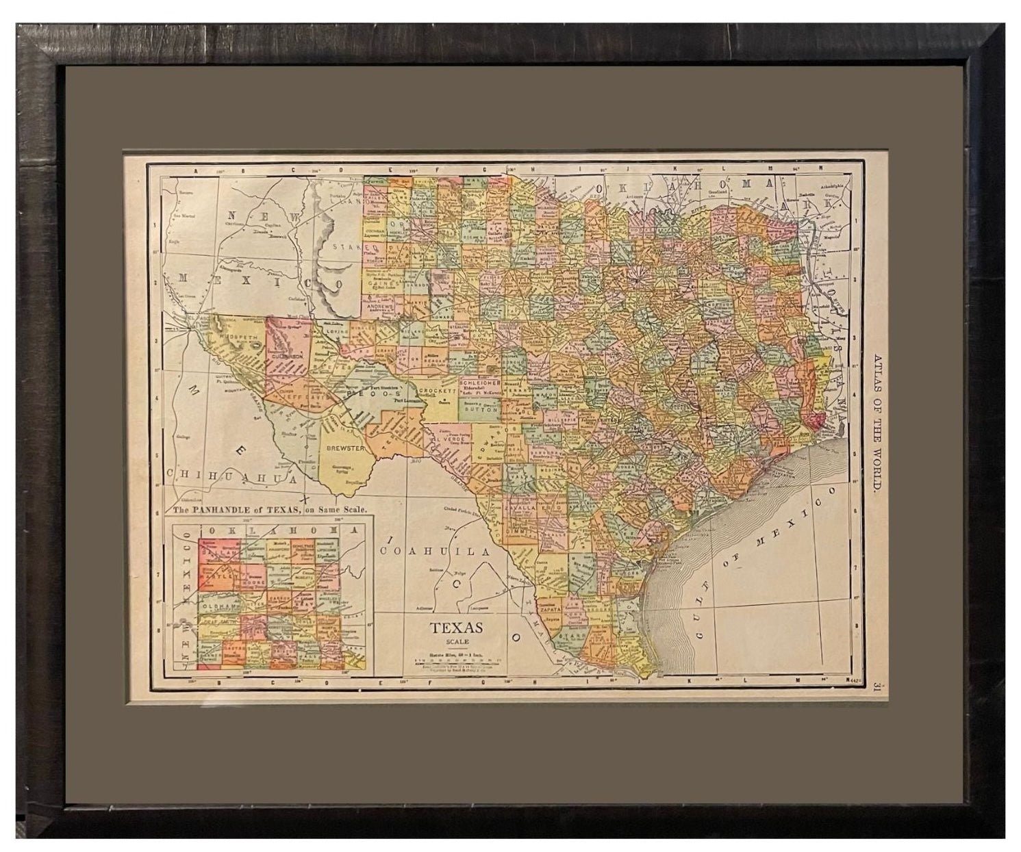 1912 "Texas" Map by Rand McNally & Co. - The Great Republic