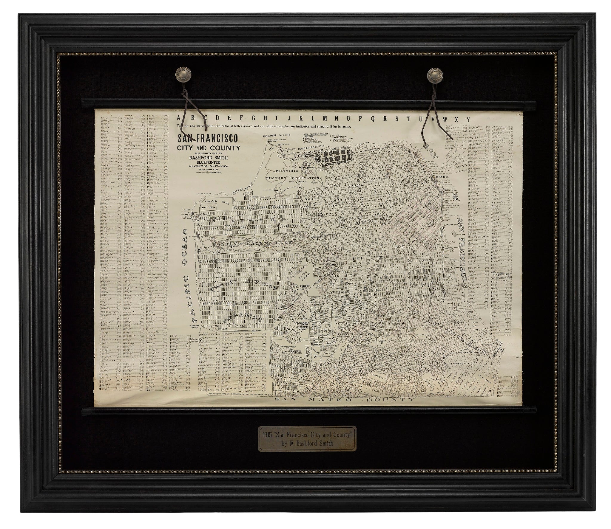 1915 "San Francisco City and County" Hanging Map by W. Bashford Smith - The Great Republic