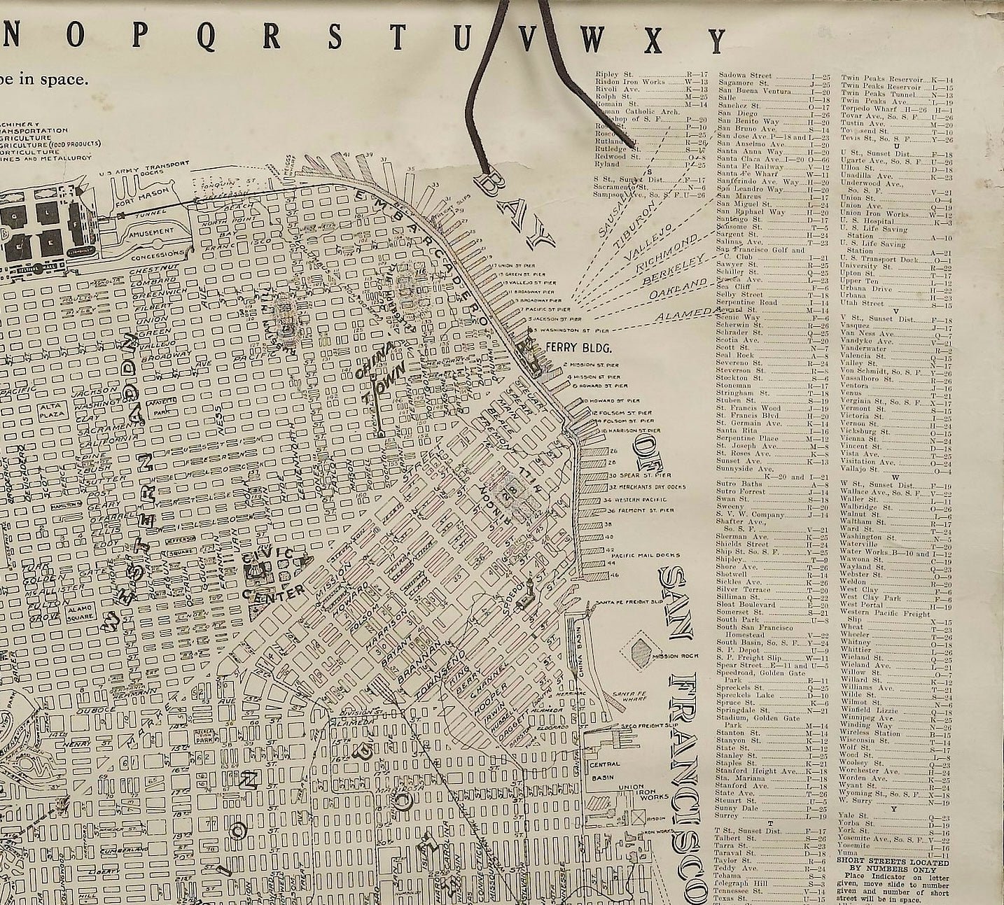 1915 "San Francisco City and County" Hanging Map by W. Bashford Smith - The Great Republic