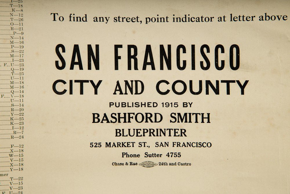 1915 "San Francisco City and County" Hanging Map by W. Bashford Smith - The Great Republic