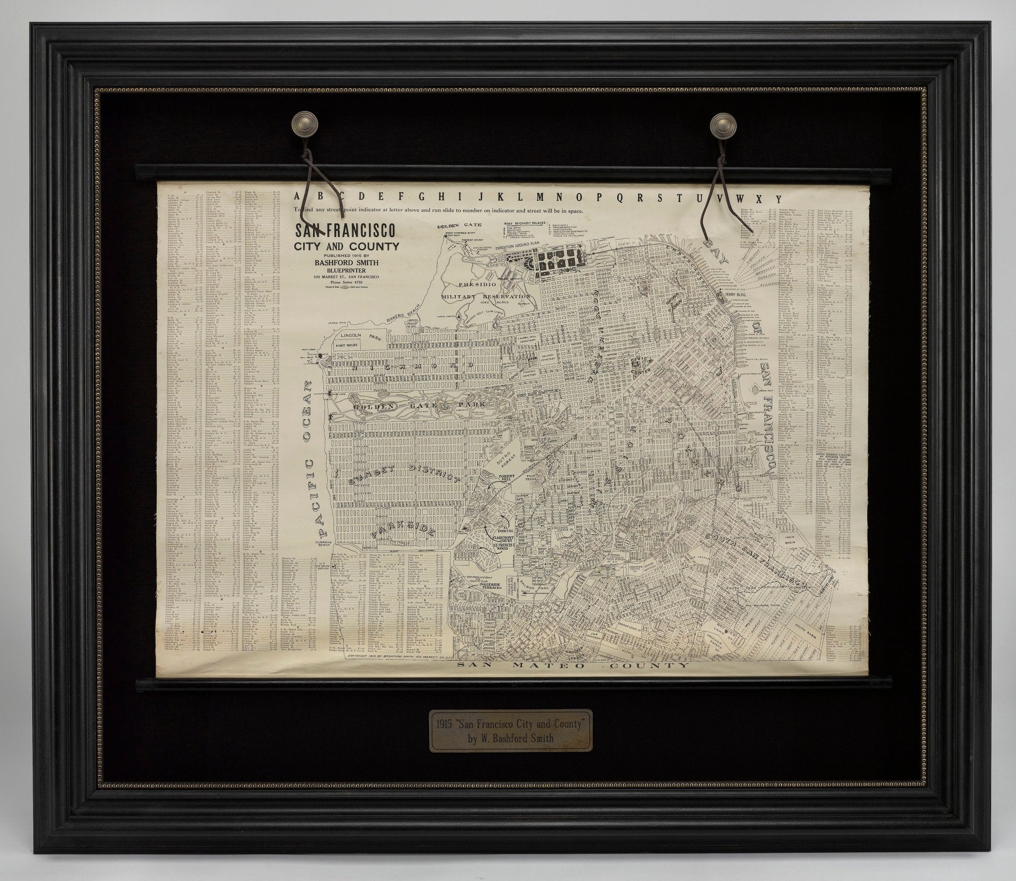 1915 "San Francisco City and County" Hanging Map by W. Bashford Smith - The Great Republic