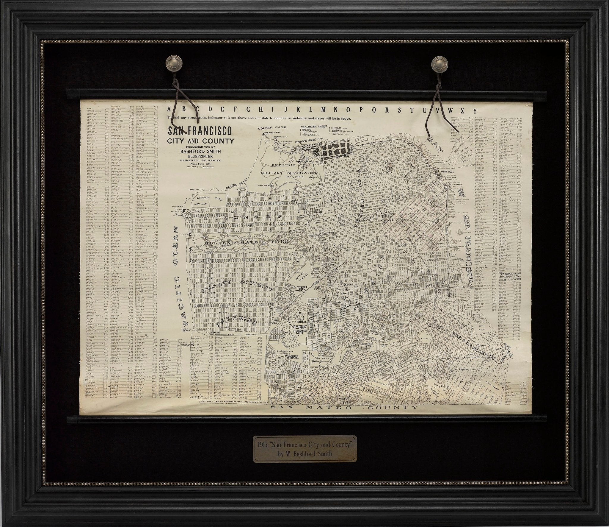 1915 "San Francisco City and County" Hanging Map by W. Bashford Smith - The Great Republic