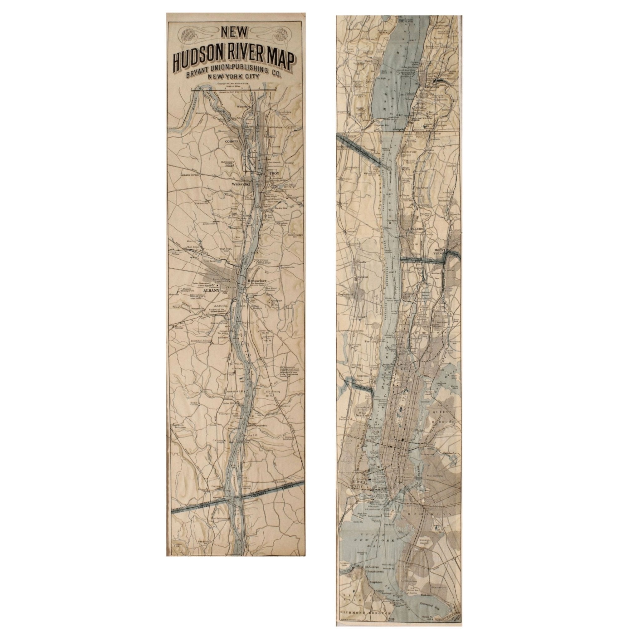 1917 "New Hudson River Map" by Wallace Bruce, Later Edition - The Great Republic