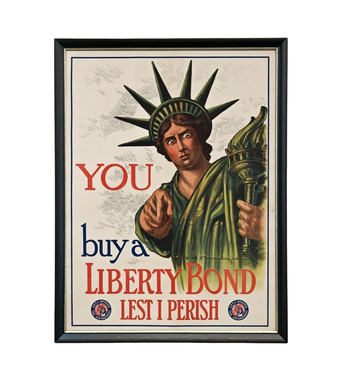 1917 "You Buy a Liberty Bond Lest I Perish" Vintage WWI Poster by Charles R. Macauley - The Great Republic