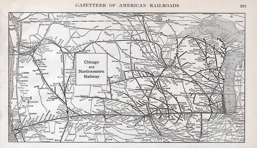 1919 "Chicago and Northwestern Railway" Map by P. F. Collier & Son - The Great Republic