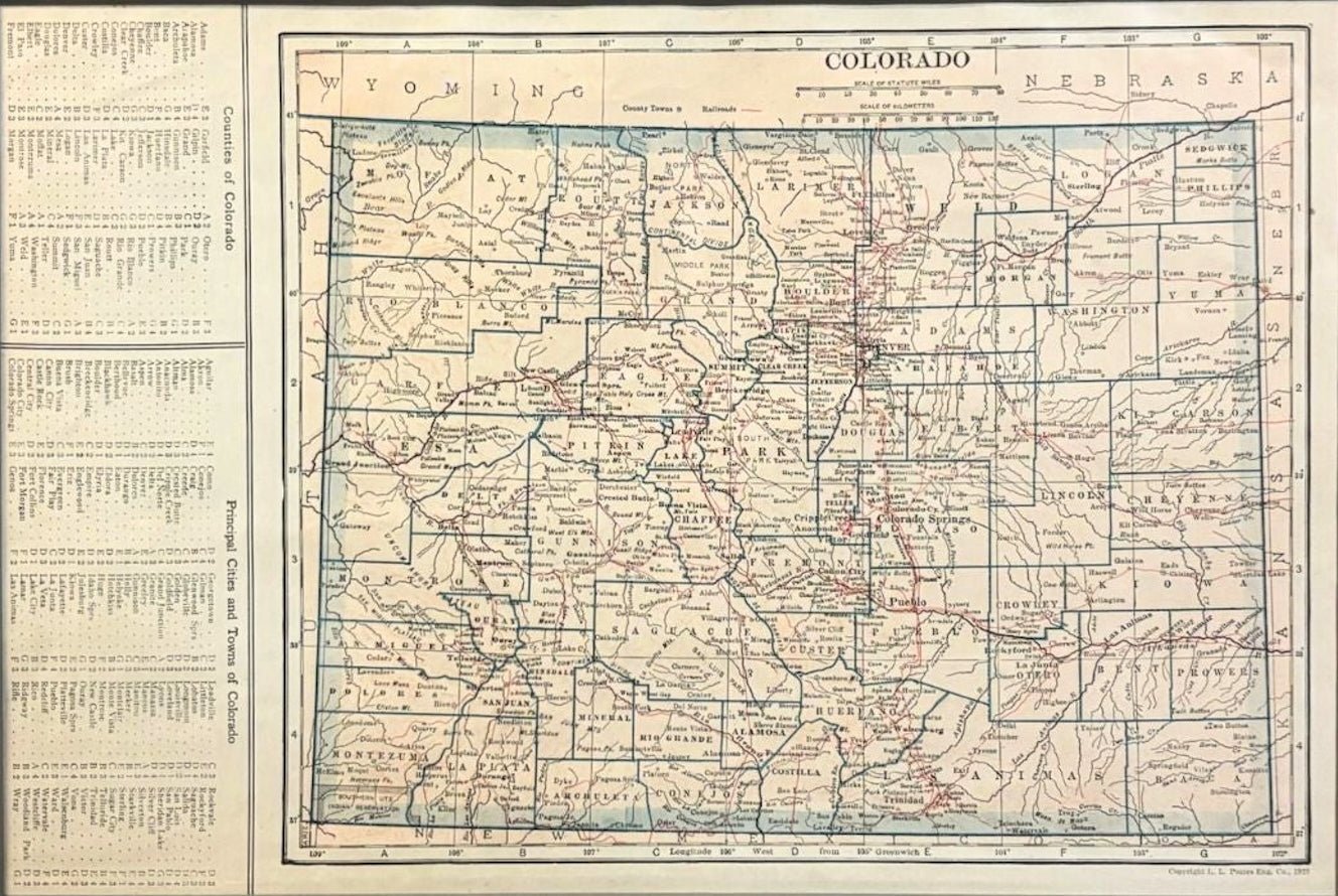 1925 "Colorado" Map by L. L. Poates Eng. Co. - The Great Republic