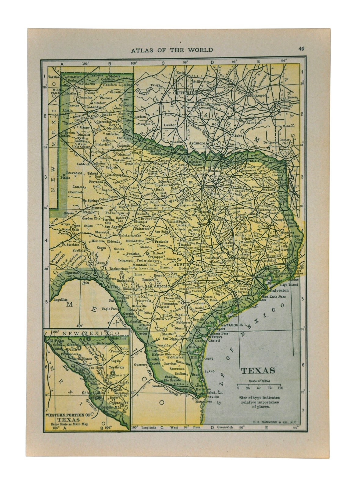 1927 "Texas" Map by C.S. Hammond - The Great Republic