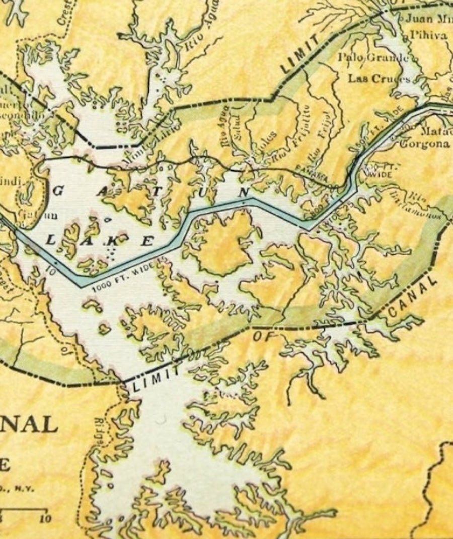 1936 "Panama Canal and Canal Zone" Map, Engraved by L.L. Poates - The Great Republic