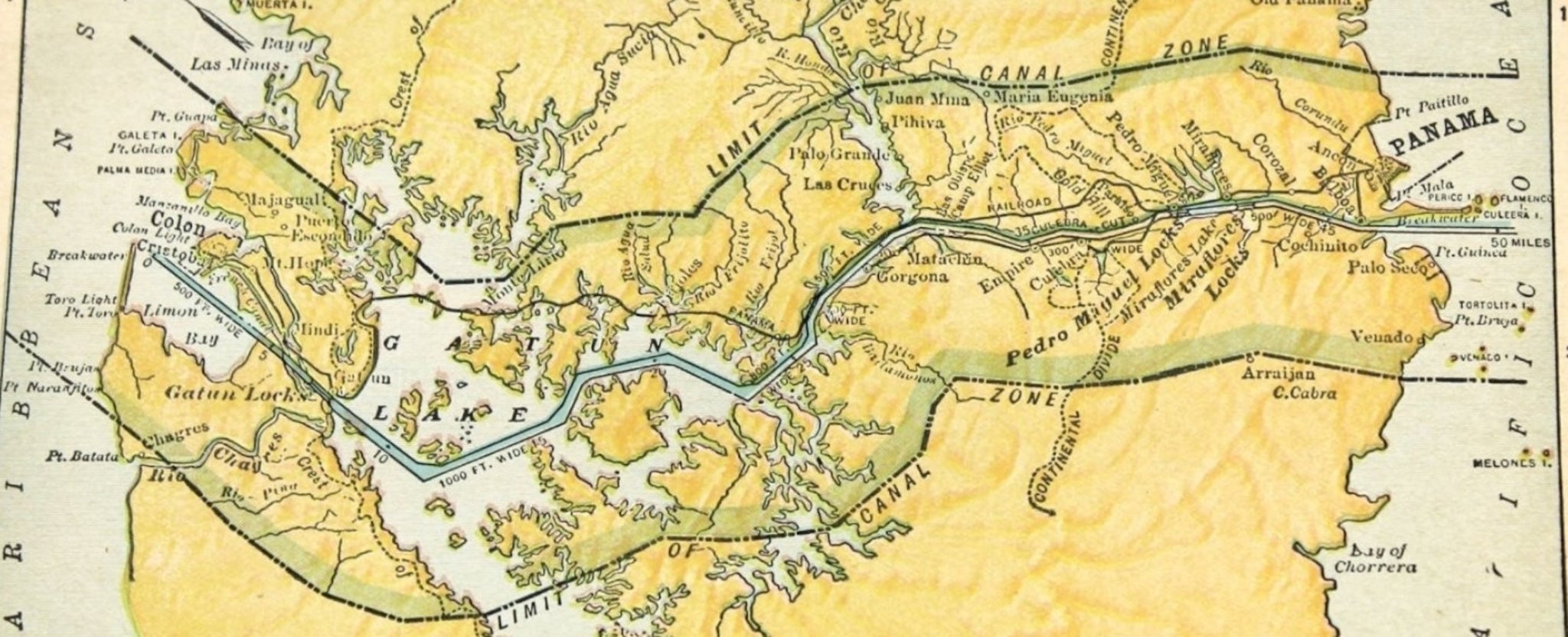 1936 "Panama Canal and Canal Zone" Map, Engraved by L.L. Poates - The Great Republic