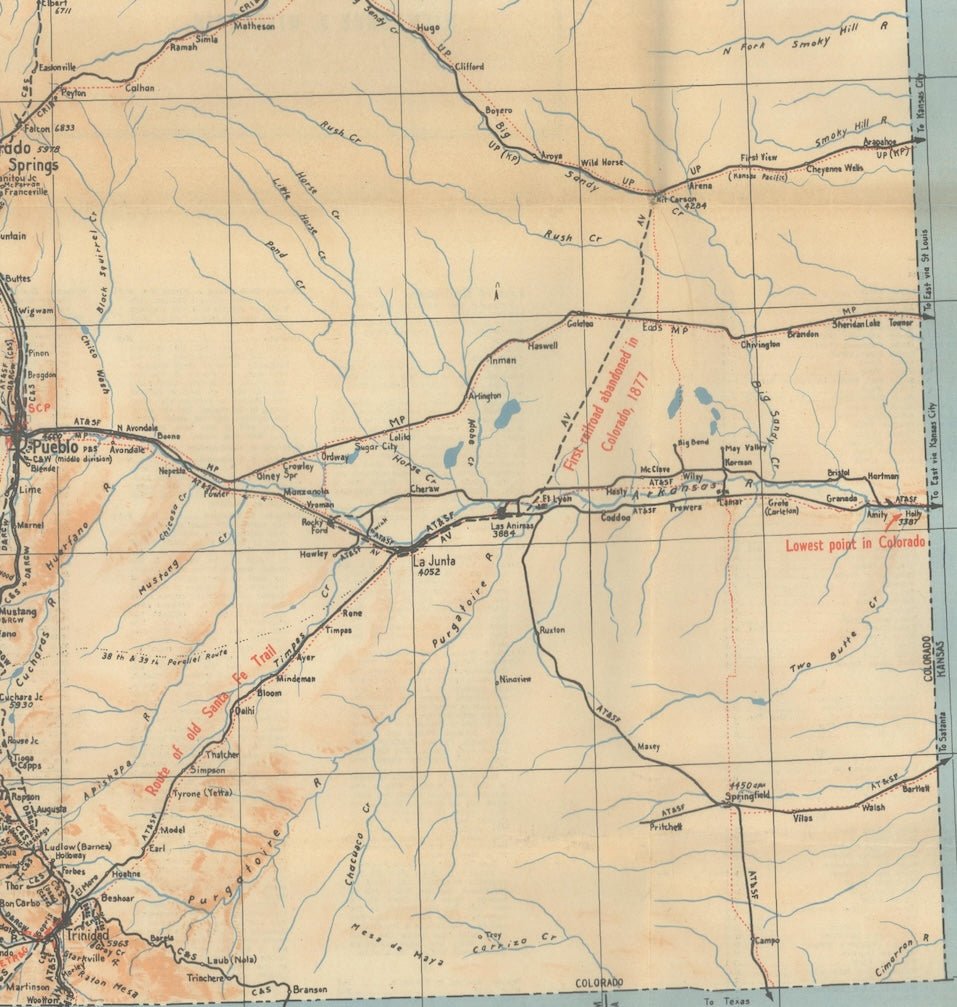 1943 "Colorado Railroads" Map by Linn Westcott - The Great Republic