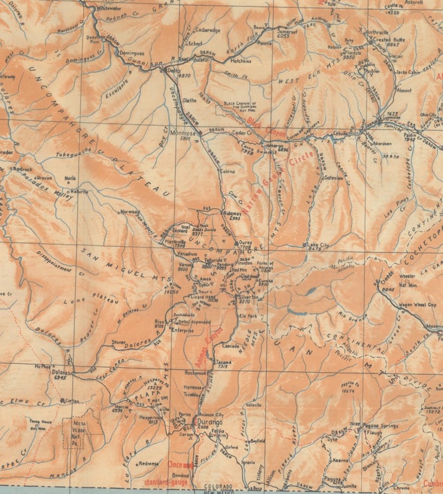 1943 "Colorado Railroads" Map by Linn Westcott - The Great Republic