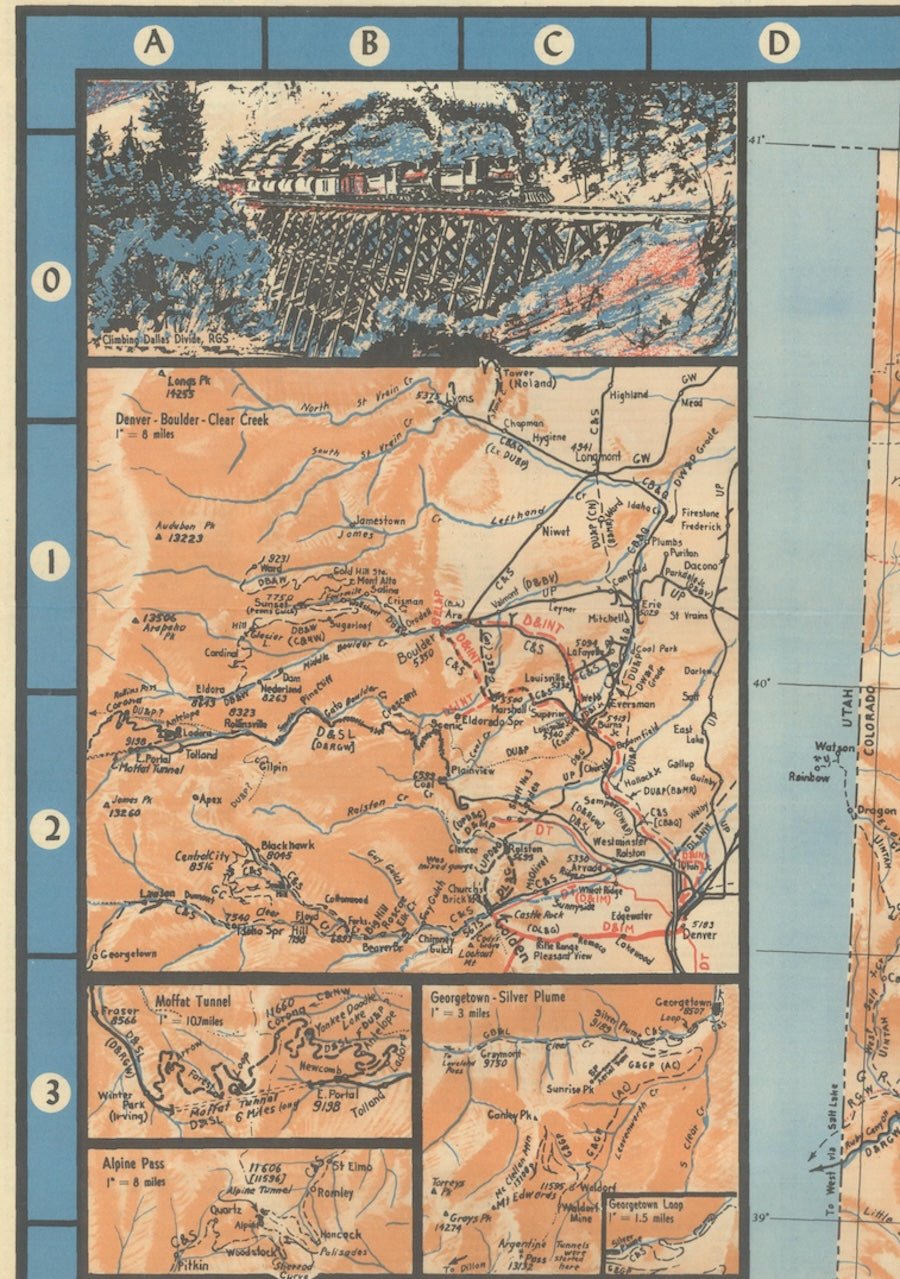 1943 "Colorado Railroads" Map by Linn Westcott - The Great Republic