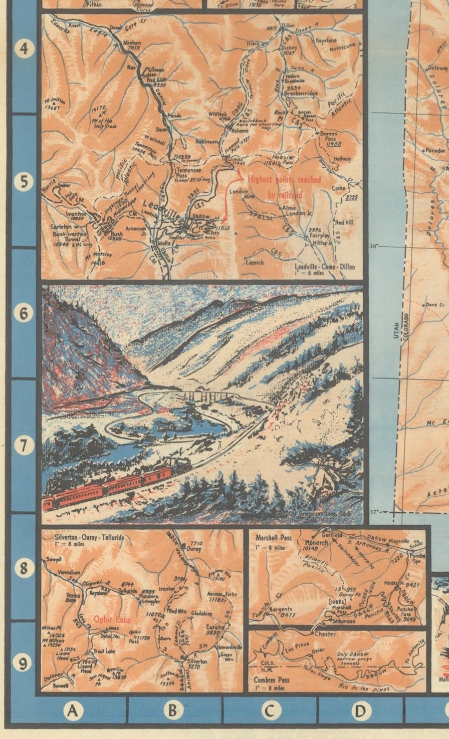 1943 "Colorado Railroads" Map by Linn Westcott - The Great Republic