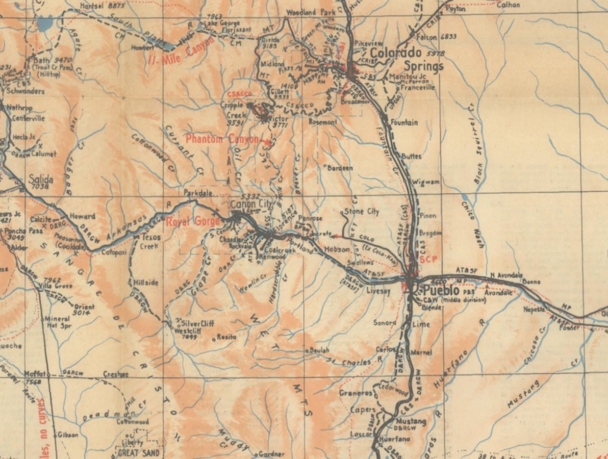 1943 "Colorado Railroads" Map by Linn Westcott - The Great Republic