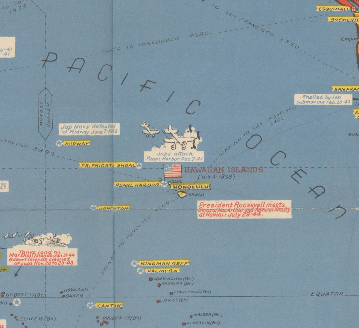 1944 "Dated Events War Map" by Stanley Turner - The Great Republic